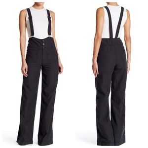 Free people striped flare overalls